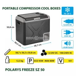 Frigo Congelatore Portatile Brunner Polarys Freeze SZ 50 -Outdoor Sconto frigo congelatore portatile brunner polarys freeze sz 50 bivalente compressione 18